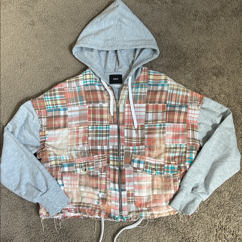 Bdg Casio Multicolored Plaid Patchwork Layered Ut… - image 8